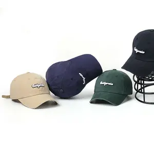 Waschbaumwolle 5- 6 Panel Dad-Hut unstrukturiert weiß schlicht benutzerdefiniert Stickerei Logo strukturiert Herren Gorras Baseballmütze