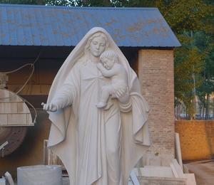 Vente directe des fabricants Sculpté à la main Grande taille granit beige naturel ange <span class=keywords><strong>mère</strong></span> et bébé statue - Product Image 6