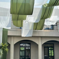 Cortina de Techo de Chifón Fresca y Elegante para Decoración de Restaurantes en Áreas Escénicas al Aire Libre, Diseño de Ondas Impulsadas por el Viento