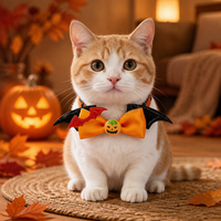 Collier d'Halloween pour animaux de compagnie, nœud papillon ailes de chauve-souris réglable, accessoires de fête pour chats et chiens, costume d'Halloween pour animaux
