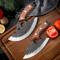 Couteau d'abattage multi-usages Portable manche en bois Mini couperet à viande de Camping petit couteau à désosser incurvé pour les aventures en plein air
