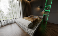Lit Queen Size Moderne de Luxe Rembourré, Lits King Size Modernes Rembourrés avec Lumières LED, Design Entièrement Aménagé pour Projet de Villa