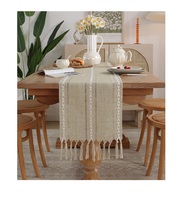 Innermor Chemins de table chauffants de luxe, style américain, faits main, en polyester tissé à motifs floraux rayés avec pompons, taille personnalisée, pour chambre
