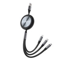 Câble de charge rapide rétractable 3 en 1 avec logo personnalisé, 100W PD, chargeur USB multi-appareils pour cadeaux d'entreprise, cadeaux promotionnels