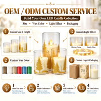 Autocollants de Noël en forme de pilier doré, bougies électroniques LED, décorations de Noël en acrylique avec télécommande, ornements de Noël pour la maison