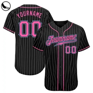 Bottond Pinstrip Cotton Girls Embroidery Canada America Baseball Uniform Set Custom Blank Black And White Jersey Baseball