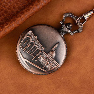 <span class=keywords><strong>Montre</strong></span> de poche rétro à quartz à clapet en or rose, style château antique, avec chaîne suspendue, accessoires vestimentaires pour hommes et femmes - Product Image 4