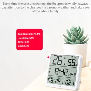 와이파이 온도 및 습도 센서 Tuya WIFI 스마트 라이프 시계 큰 LCD 디스플레이 여러 장면 스마트 자동화