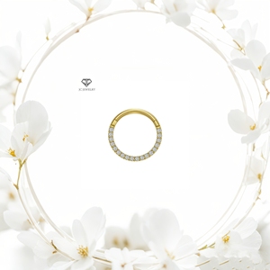 <span class=keywords><strong>Superstar</strong></span> g23 טיטניום גילוף דק קטע מכונף צד טבעת משובצת 15 זירקון לבן גוף פירסינג תכשיטים - Product Image 4