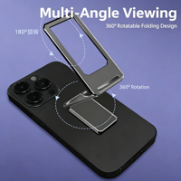 Nouveau support de téléphone pliable carré à fixer sur l'arrière du téléphone 360 °   Support de bureau rotatif pour anneau de maintien de doigt, idéal pour le streaming vidéo en direct
