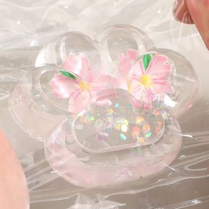 NOUVEAU Jouet à presser transparent en gelée, motif griffe de chat avec fleur et paillettes - Super rebondissant, écologique, cadeau thérapeutique pour enfants et adultes, jouet de bureau - Product Image 2