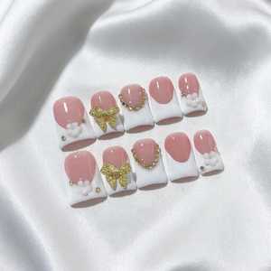 Paquete de <span class=keywords><strong>Uñas</strong></span> Postizas de Lujo Hechas a Mano, Estilo Duckbill Flare Y2K <span class=keywords><strong>para</strong></span> Fiestas, <span class=keywords><strong>Uñas</strong></span> a Presión al por Mayor con Caja y <span class=keywords><strong>Kit</strong></span> de Herramientas, ¡Gran Venta! - Product Image 1