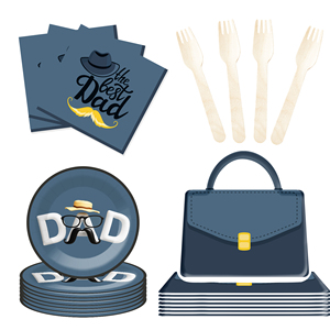 ชุดของตกแต่งวันพ่อ DAMAI ชุดจานชามสำหรับคุณพ่อที่ดีที่สุด ประกอบด้วยจานกระดาษและแก้วกระดาษแบบใช้แล้วทิ้งสำหรับงานเลี้ยงวันพ่อ - Product Image 2