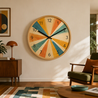 Jam Dinding Kayu Bundar Skandinavia Minimalis Nordik Kustom 25cm 10 Inci Jam Dinding Modern OEM ODM Dekorasi Rumah