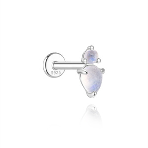 Pendientes de Plata S925 con Baño de Rodio y Cristal de Piedra Lunar Natural, Diseño Moderno para Mujer - Product Image 5