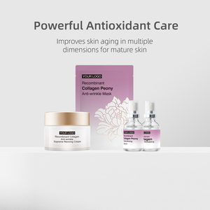 Crème raffermissante au collagène humain recombinant <span class=keywords><strong>et</strong></span> à la pivoine <span class=keywords><strong>pour</strong></span> peaux sensibles, effet repulpant instantané, anti-ridules, hydratant, offre ODM - Product Image 3