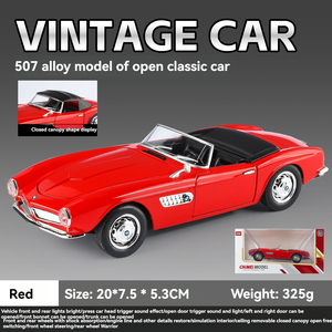 Coches de Metal Fundido a Presión 1:24, Modelo Clásico Antiguo BW M <span class=keywords><strong>507</strong></span> de Aleación con Sonido y Luces, Puertas que se Abren, Coche de Juguete Coleccionable Decorativo de Aleación Metálica - Product Image 4