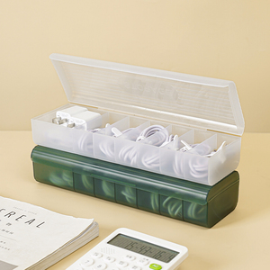 7 Grids Arrangement Desktop Data Mobile Phone Charger Charging <strong>Cable</strong> Wire Organizer <strong>Storage</strong> <strong>Box</strong> - Product Image 5