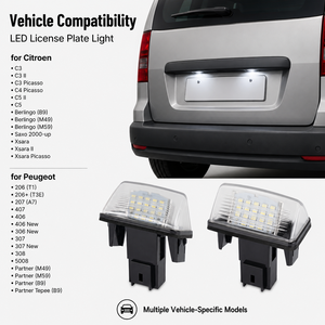 Éclairage de <span class=keywords><strong>plaque</strong></span> d'<span class=keywords><strong>immatriculation</strong></span> LED facile à installer pour Peugeot <span class=keywords><strong>206</strong></span>/207/306/307/308/406/407 Citroën C3 PICASSO C4 PICAS C5 BERLINGO - Product Image 3