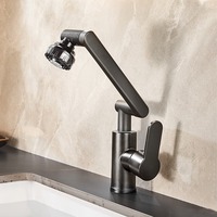 Grifo de Lavabo Moderno de un Solo Control con Brazo Robótico Ajustable y Múltiples Salidas de Agua para Uso Doméstico