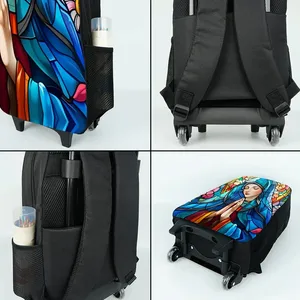 <span class=keywords><strong>Sac</strong></span> à <span class=keywords><strong>dos</strong></span> scolaire à roulettes en polyester avec impression Vierge <span class=keywords><strong>Marie</strong></span>, ensemble avec boîte à lunch et trousse à crayons, capacité de 20 à 35 L, unisexe - Product Image 3