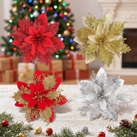 Weihnachtliche Stoffblumen-Dekorationen Gold Silber Rot Mehrschichtige Farbige Simulationsblumen Europäischer Stil Handgefertigter Weihnachtsbaum