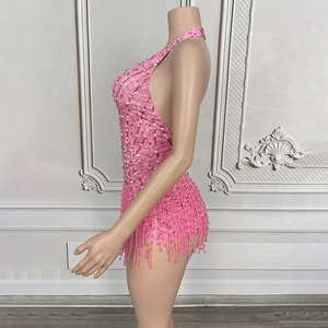 Novance Y3747-J Abito da ballo latino con nappe e perline, vestito da palcoscenico con strass per cantanti - I più venduti - Product Image 4