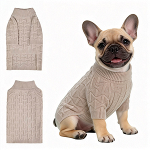 Sweater Anjing Rajut Bergaris Mewah Buatan Tangan Klasik Modern Dapat Dicuci Pakaian Hewan Peliharaan Berkualitas Tinggi Bahan Bernapas Ukuran Besar - Product Image 6
