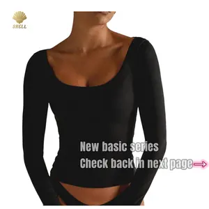 Luluxixiyaya Double Layer Body Long Sleeve Next Season Hot Basic Daily Wear Brand Top Custom T Shirt High Quality