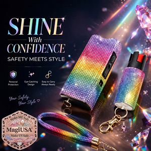 Wholesale 800 type Bling Rainbow Self Defense Spray Keychain with <b>LED</b> <b>Flashlight</b> and Wrist Strap for Women - Product Image 3