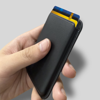 Dompet magnetik Kulit RFID kustom pemegang kartu ponsel ramping baru dengan penutup magnetis terbuka panjang pendek