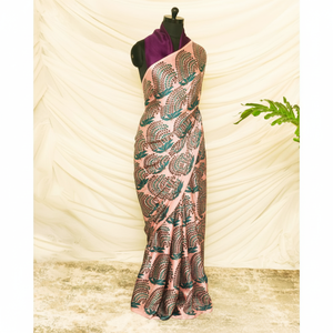 Sari de luxe de qualité supérieure pour femmes, en soie modal douce et confortable avec du coton, pour les fêtes, les anniversaires, pour l'exportation - Product Image 1