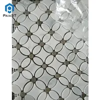 Vente en gros de mosaïques en marbre blanc Thassos fabriquées sur mesure en Chine, parquet moderne, design floral en jet d'eau, carreaux de pierre pour murs intérieurs, cuisine