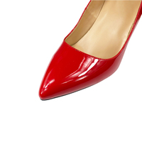 Chaussures à talons carrés en PU rouge pour femmes, tendance, à enfiler, avec semelle épaisse, logo, été, automne