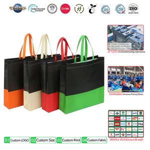 Sacs fourre-tout OEM personnalisés écologiques réutilisables imperméables pour le Nouvel An, sacs de marché bicolores tendance, sacs de courses non tissés à longues poignées - Product Image 1