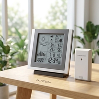 Station météo intérieure avec capteur extérieur, thermomètre numérique et capteur de température, écran LCD, indice de protection IP43