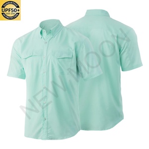 เสื้อตกปลาผู้ชายแบบเบาพิเศษ UPF 50+ แขนสั้นเย็นสบาย มีกระดุมและกระเป๋าซิป เหมาะสำหรับเดินป่าและตกปลา - Product Image 1