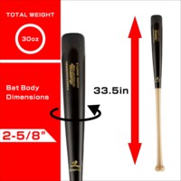 Bâton de baseball en érable dur noir certifié officiellement Z ZANFUN WBSC, 33,5 pouces, 30 oz, qualité professionnelle, bâton de baseball en bois de qualité professionnelle