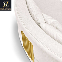 Canapé sectionnel contemporain en bouclette crème italienne avec base en acier inoxydable doré pour villa et hôtel