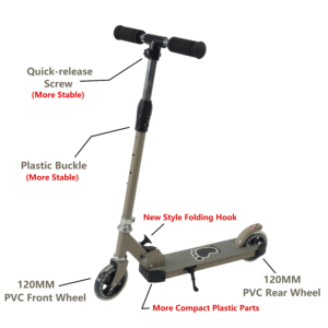 <span class=keywords><strong>Patinete</strong></span> Plegable Gris Ajustable, <span class=keywords><strong>Patinete</strong></span> No Eléctrico para Niños con Rueda Trasera de PVC de 120 mm para Niños y Niñas, Juego Diario - Product Image 2