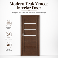 Porte intérieure de chambre BLH en bois massif avec incrustation métallique horizontale moderne, insonorisée, étanche, à panneaux multi-cannelures de couleur personnalisée