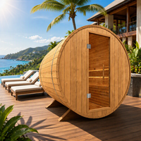 Kaca panorama merah Cedar halaman belakang taman mewah 2 4 Orang kayu ditembakan jauh inframerah rumah Villa luar ruangan  Sauna