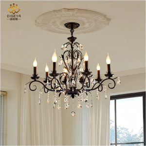 Lustre en cristal noir rétro pour dropshipping Shopify, style européen du milieu du siècle, lampe suspendue multi-têtes pour salon et chambre à coucher - Product Image 4