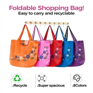 Bolsa de compras plegable de gran capacidad y fácil de transportar para mujer, bolsa de almacenamiento para cocina, bolsa reutilizable de poliéster - Product Image 6