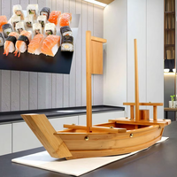 Plateau de service à sushi en forme de bateau LOMATO, personnalisable avec logo, en bambou écologique, décoratif, durable, naturel, petit modèle 60 cm, pour la maison