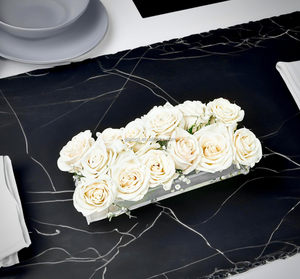 Centrotavola in vetro decorativo personalizzato matrimonio cilindro trasparente rettangolare fiore acrilico vaso - Product Image 2