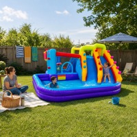 Château gonflable pour enfants Noco Commercial Backyard avec toboggan, piscine, jeu, matériau PVC, certifié CE, pour fêtes et divertissements