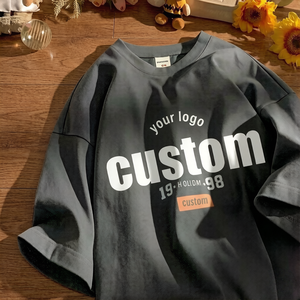 เสื้อยืดสไตล์วินเทจเรียบง่ายแบบหลวม แขนสั้น พิมพ์ลายผ้าไหมนมอเมริกันย้อนยุค ปี 2026 ผ้าฝ้าย 100% เสื้อถักลำลอง - Product Image 4