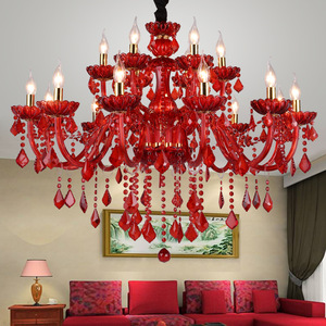 Europa de bulbo de la vela de la lámpara de cristal rojo tela cubierta boda candelabros - Product Image 5