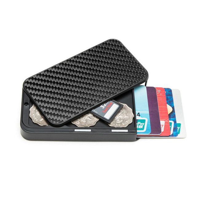 RFID Blocking Money Bag Security Smart Wallet Carbon Fiber Aluminum Card Holder